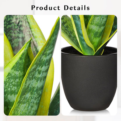 Fake Snake Plant 16" Faux Potted Plant Artificial Snake Plant with White Ceramic Pot Sansevieria Plant Perfect for House Modern Living Room Office Housewarming Gift Indoor Decor