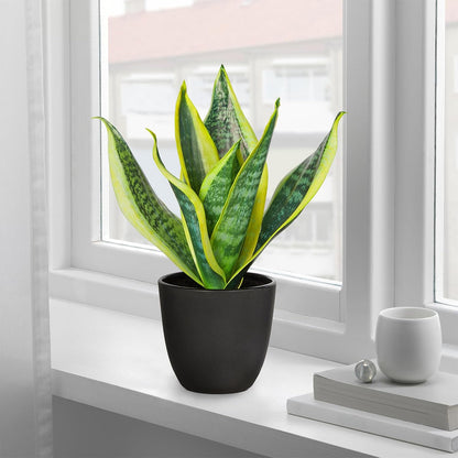Fake Snake Plant 16" Faux Potted Plant Artificial Snake Plant with White Ceramic Pot Sansevieria Plant Perfect for House Modern Living Room Office Housewarming Gift Indoor Decor