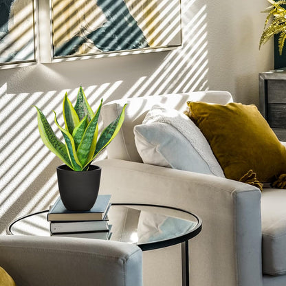 Fake Snake Plant 16" Faux Potted Plant Artificial Snake Plant with White Ceramic Pot Sansevieria Plant Perfect for House Modern Living Room Office Housewarming Gift Indoor Decor