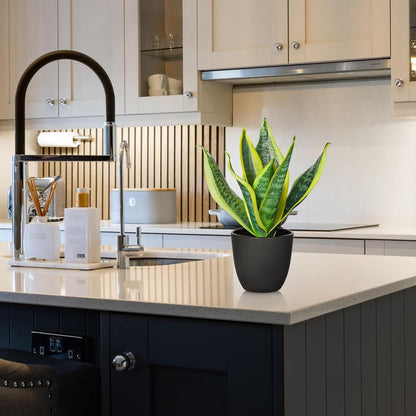 Fake Snake Plant 16" Faux Potted Plant Artificial Snake Plant with White Ceramic Pot Sansevieria Plant Perfect for House Modern Living Room Office Housewarming Gift Indoor Decor
