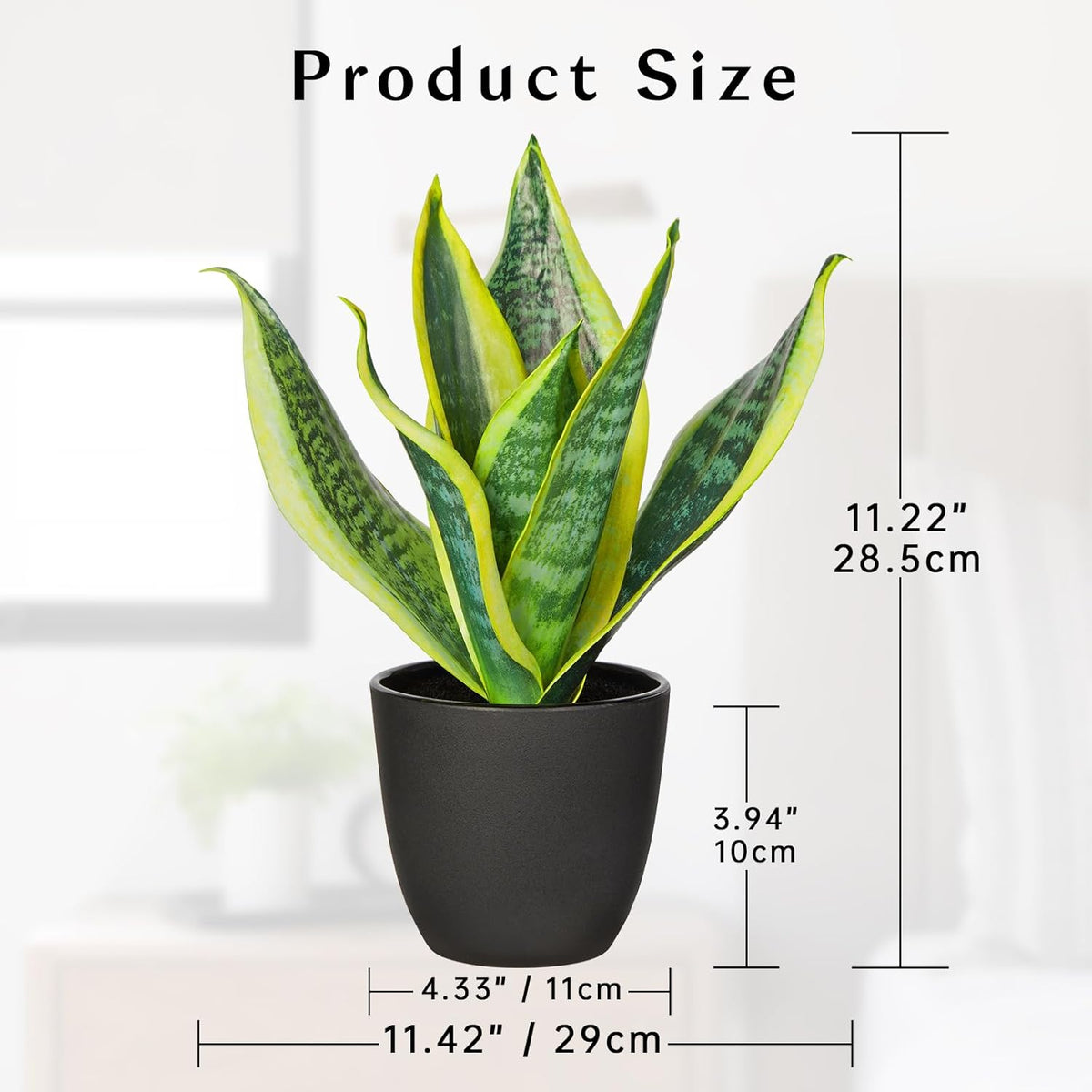 Fake Snake Plant 16" Faux Potted Plant Artificial Snake Plant with White Ceramic Pot Sansevieria Plant Perfect for House Modern Living Room Office Housewarming Gift Indoor Decor