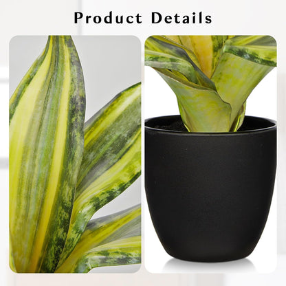 Fake Snake Plant 16" Faux Potted Plant Artificial Snake Plant with White Ceramic Pot Sansevieria Plant Perfect for House Modern Living Room Office Housewarming Gift Indoor Decor