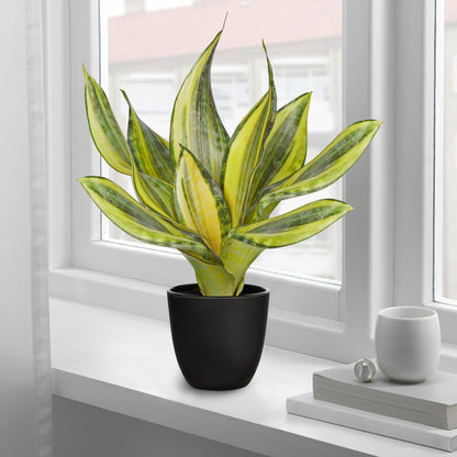 Fake Snake Plant 16" Faux Potted Plant Artificial Snake Plant with White Ceramic Pot Sansevieria Plant Perfect for House Modern Living Room Office Housewarming Gift Indoor Decor