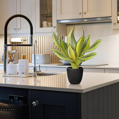 Fake Snake Plant 16" Faux Potted Plant Artificial Snake Plant with White Ceramic Pot Sansevieria Plant Perfect for House Modern Living Room Office Housewarming Gift Indoor Decor