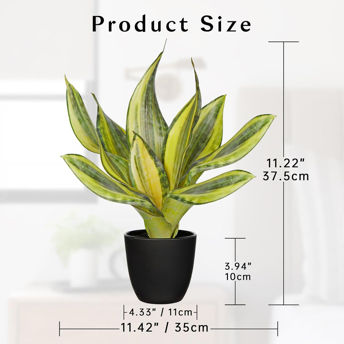 Fake Snake Plant 16" Faux Potted Plant Artificial Snake Plant with White Ceramic Pot Sansevieria Plant Perfect for House Modern Living Room Office Housewarming Gift Indoor Decor
