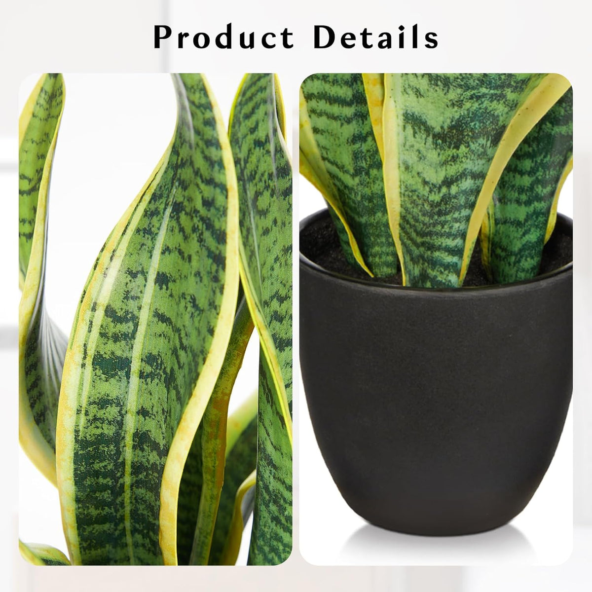 Fake Snake Plant 16" Faux Potted Plant Artificial Snake Plant with White Ceramic Pot Sansevieria Plant Perfect for House Modern Living Room Office Housewarming Gift Indoor Decor
