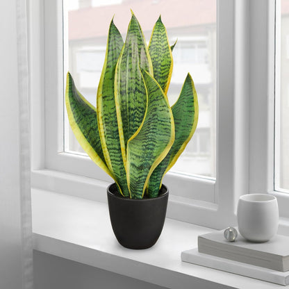 Fake Snake Plant 16" Faux Potted Plant Artificial Snake Plant with White Ceramic Pot Sansevieria Plant Perfect for House Modern Living Room Office Housewarming Gift Indoor Decor