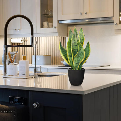 Fake Snake Plant 16" Faux Potted Plant Artificial Snake Plant with White Ceramic Pot Sansevieria Plant Perfect for House Modern Living Room Office Housewarming Gift Indoor Decor