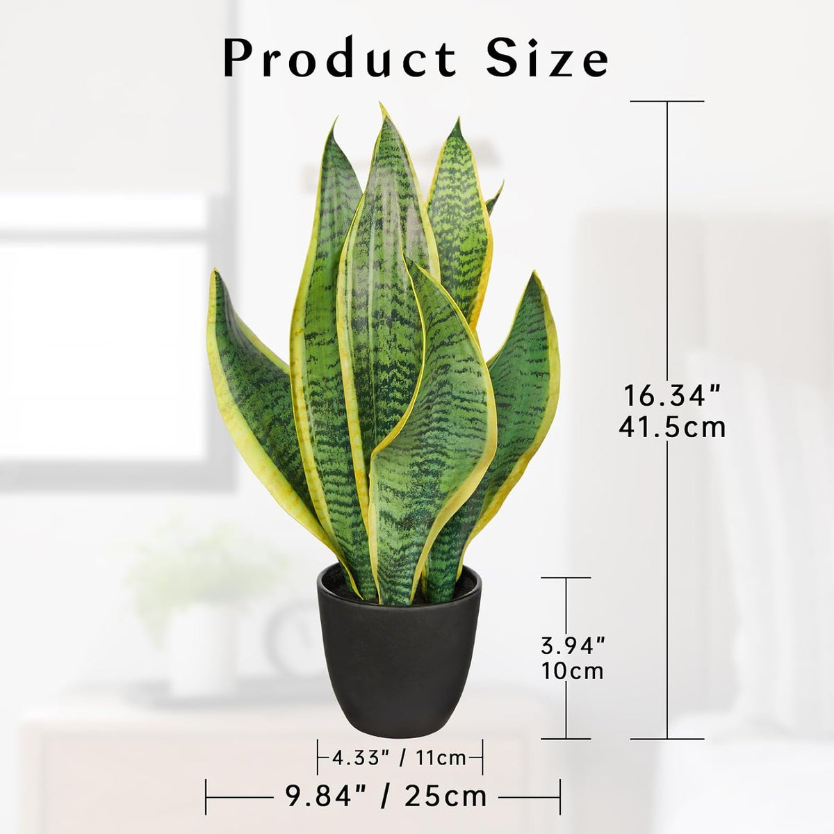 Fake Snake Plant 16" Faux Potted Plant Artificial Snake Plant with White Ceramic Pot Sansevieria Plant Perfect for House Modern Living Room Office Housewarming Gift Indoor Decor