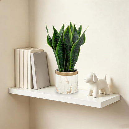 Fake Snake Plant 16" Faux Potted Plant Artificial Snake Plant with White Ceramic Pot Sansevieria Plant Perfect for House Modern Living Room Office Housewarming Gift Indoor Decor