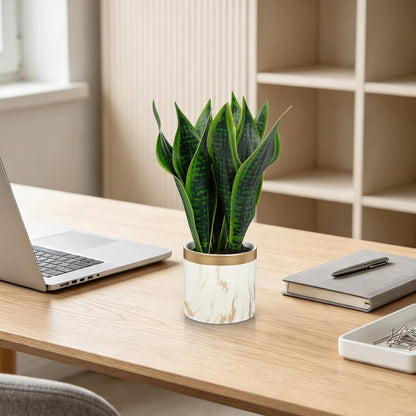 Fake Snake Plant 16" Faux Potted Plant Artificial Snake Plant with White Ceramic Pot Sansevieria Plant Perfect for House Modern Living Room Office Housewarming Gift Indoor Decor
