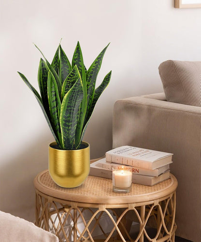 Fake Snake Plant 16" Faux Potted Plant Artificial Snake Plant with White Ceramic Pot Sansevieria Plant Perfect for House Modern Living Room Office Housewarming Gift Indoor Decor