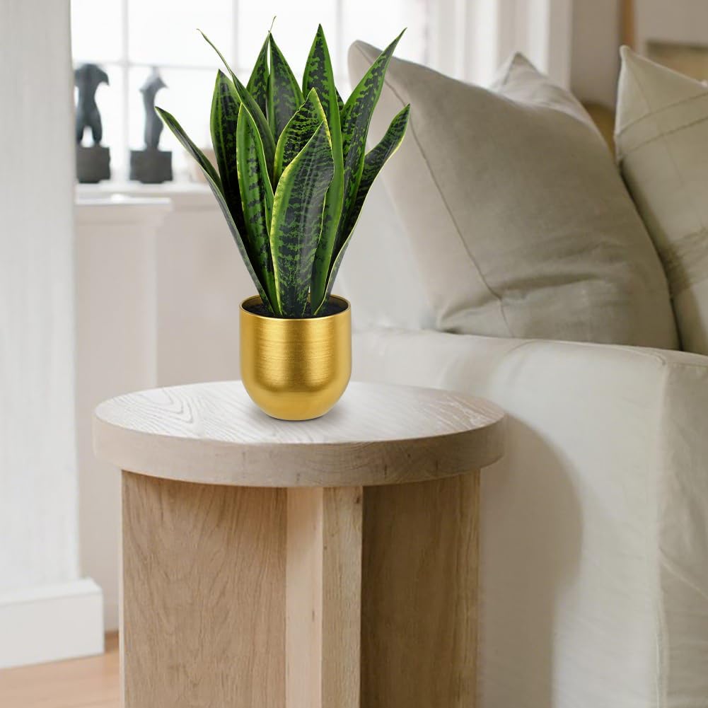 Fake Snake Plant 16" Faux Potted Plant Artificial Snake Plant with White Ceramic Pot Sansevieria Plant Perfect for House Modern Living Room Office Housewarming Gift Indoor Decor
