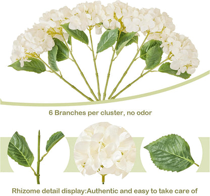 Artificial Flower Hydrangea Fake Hydrangea, Used in The Center of The Family Bathroom Desk Shelf or Wedding Bouquet Decoration, Contains 6 White Branches