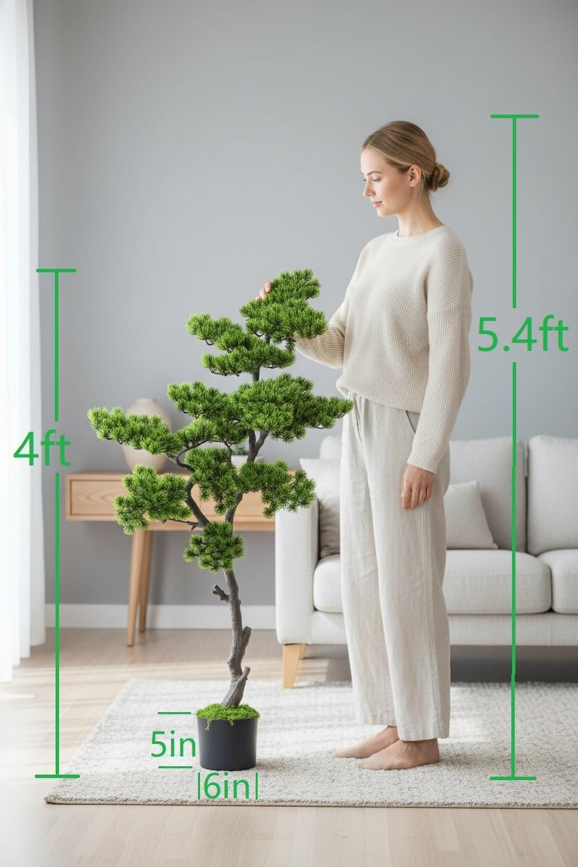 4FT Artificial Bonsai Tree Faux Tall Fake 48 inch Realistic Floor Plant