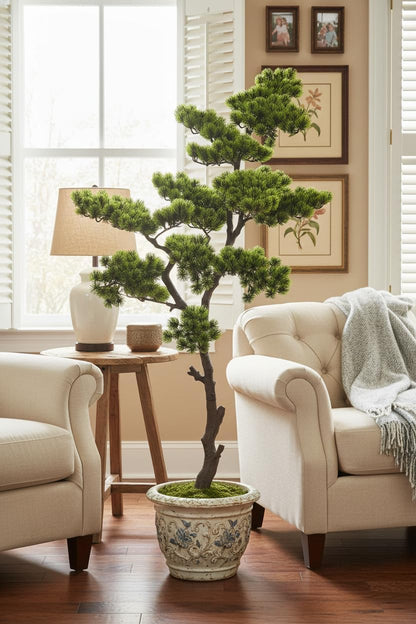 4FT Artificial Bonsai Tree Faux Tall Fake 48 inch Realistic Floor Plant