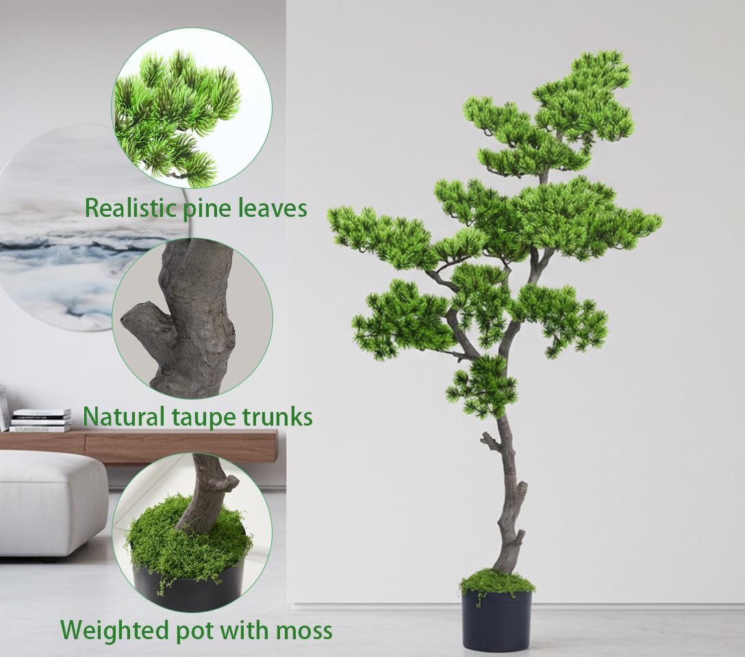 4FT Artificial Bonsai Tree Faux Tall Fake 48 inch Realistic Floor Plant