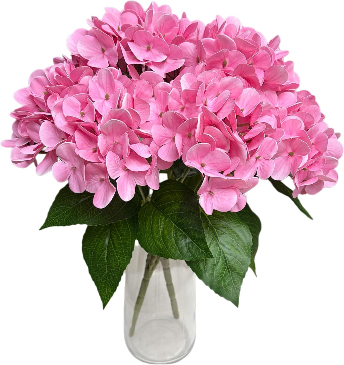Hydrangea Artificial Flowers Bouquet with Stems, Latex Faux Hydrangea Flowers for Wedding, Home, Baby Shower, Table Centerpieces Decoration. (Pink)