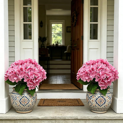 Hydrangea Artificial Flowers Bouquet with Stems, Latex Faux Hydrangea Flowers for Wedding, Home, Baby Shower, Table Centerpieces Decoration. (Pink)