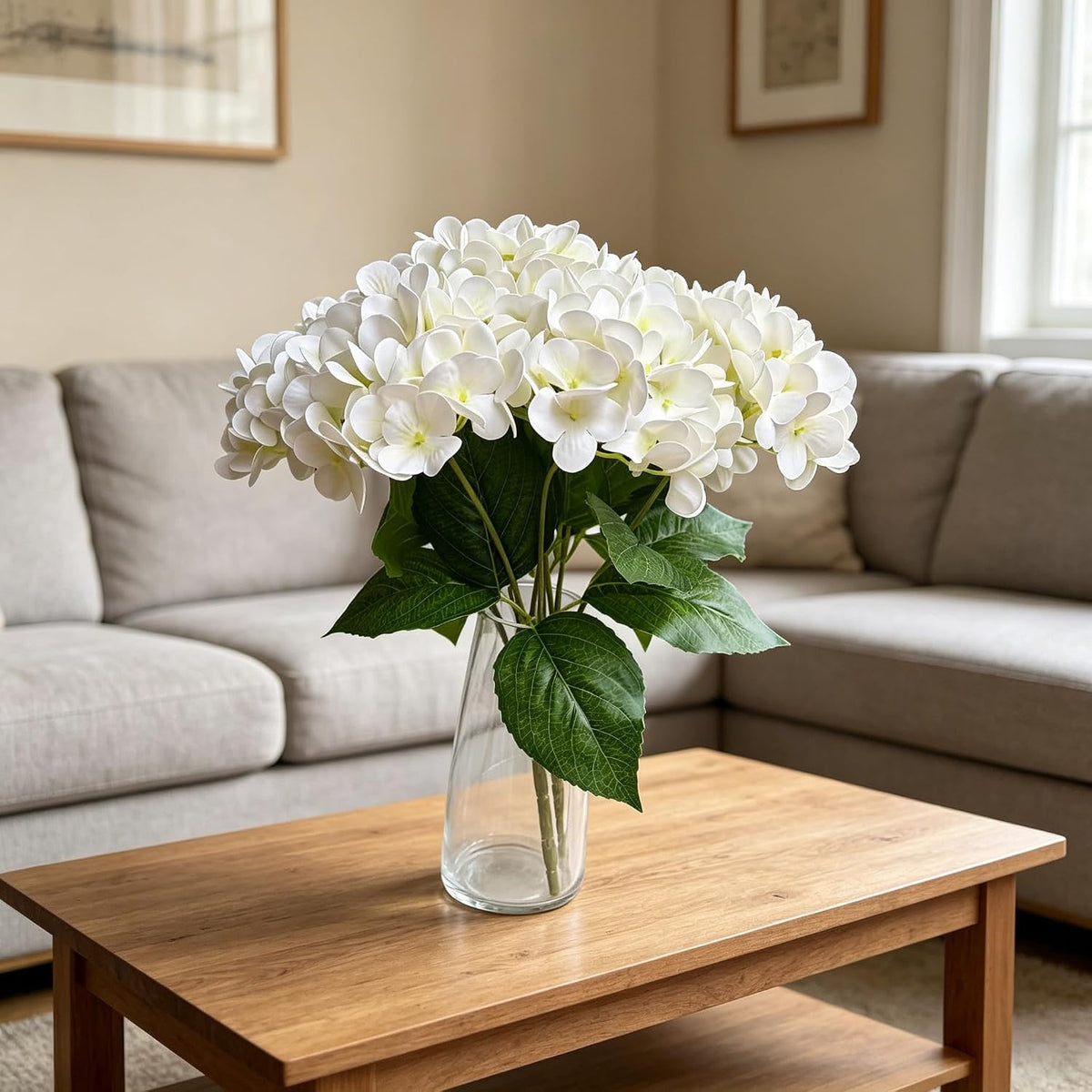Hydrangea Artificial Flowers Bouquet with Stems, Latex Faux Hydrangea Flowers for Wedding, Home, Baby Shower, Table Centerpieces Decoration. (Pink)