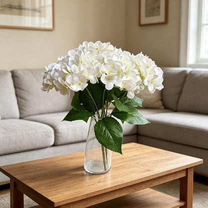 Hydrangea Artificial Flowers Bouquet with Stems, Latex Faux Hydrangea Flowers for Wedding, Home, Baby Shower, Table Centerpieces Decoration. (Pink)