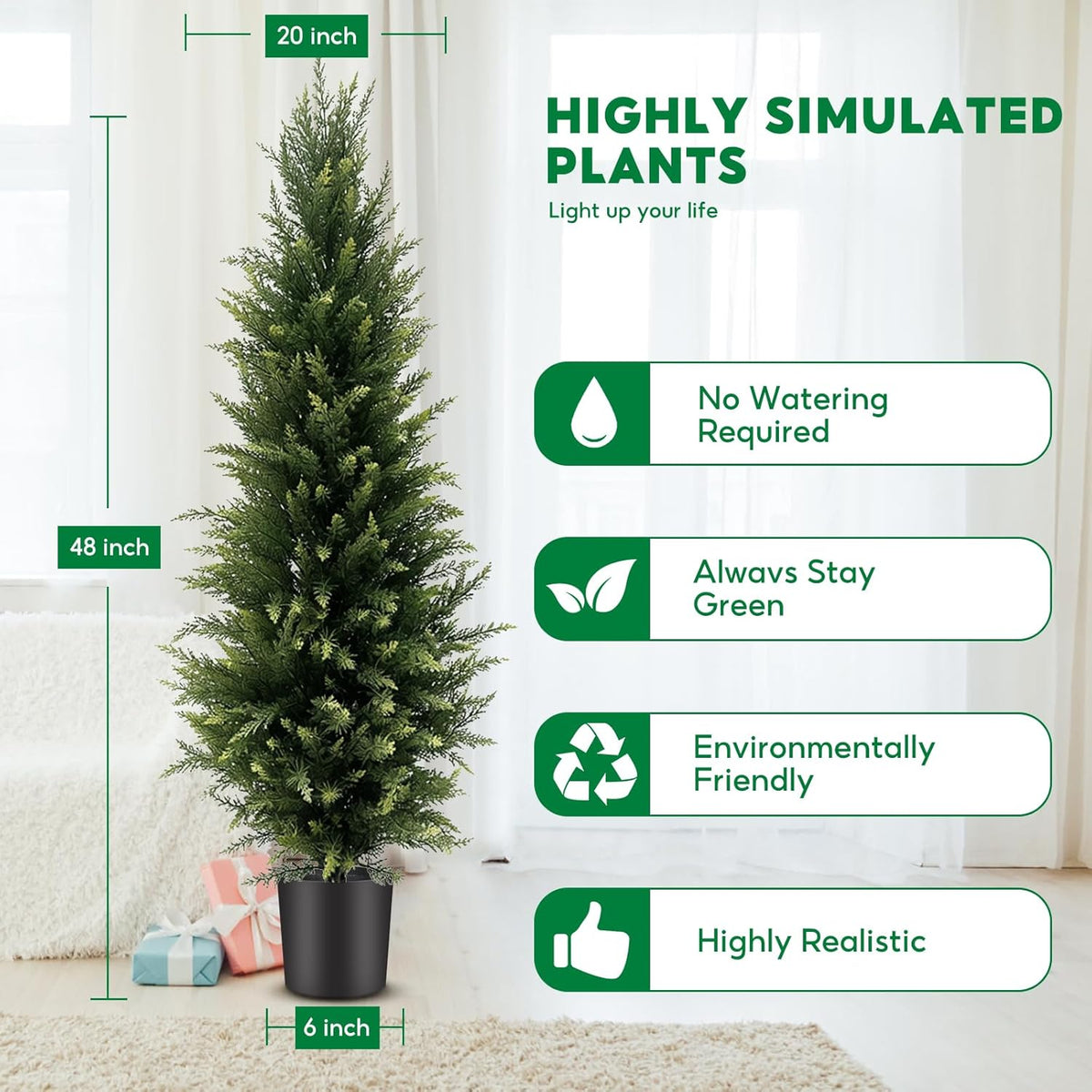 3FT Artificial Cedar Trees 2 Pack