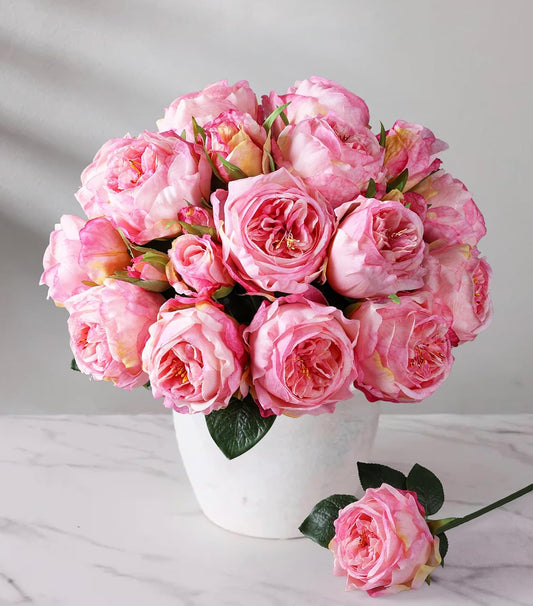 Light Pink Peony Artificial Flowers - 11 Branches Silk Peonies for Vase | Floral Arrangements, Wedding Decor, Living Room Accents (Faux Flowers)