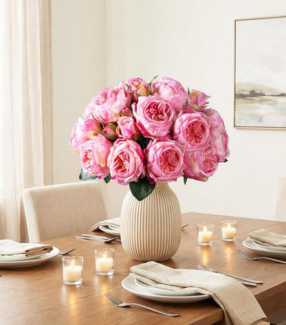Light Pink Peony Artificial Flowers - 11 Branches Silk Peonies for Vase | Floral Arrangements, Wedding Decor, Living Room Accents (Faux Flowers)