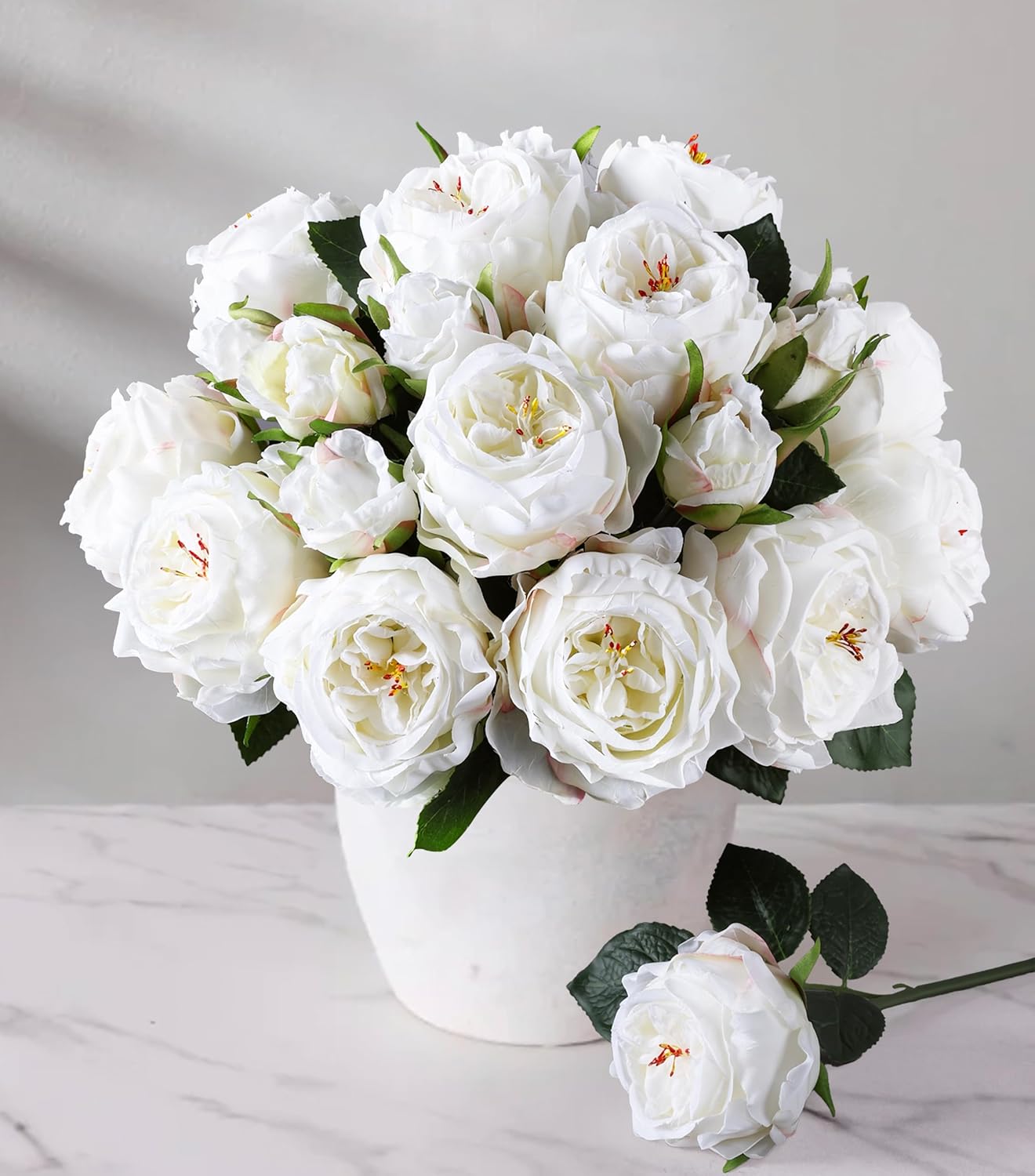Light Pink Peony Artificial Flowers - 11 Branches Silk Peonies for Vase | Floral Arrangements, Wedding Decor, Living Room Accents (Faux Flowers)