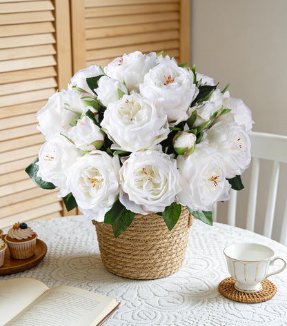 Light Pink Peony Artificial Flowers - 11 Branches Silk Peonies for Vase | Floral Arrangements, Wedding Decor, Living Room Accents (Faux Flowers)