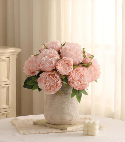Light Pink Peony Artificial Flowers - 11 Branches Silk Peonies for Vase | Floral Arrangements, Wedding Decor, Living Room Accents (Faux Flowers)