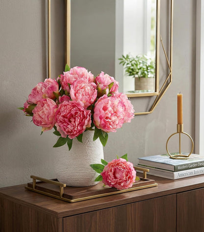 Light Pink Peony Artificial Flowers - 11 Branches Silk Peonies for Vase | Floral Arrangements, Wedding Decor, Living Room Accents (Faux Flowers)