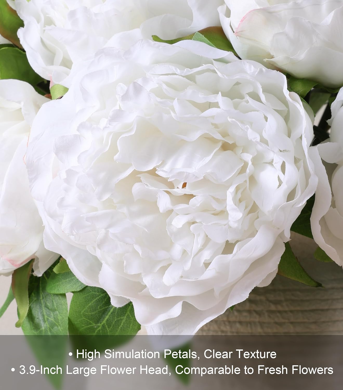 Light Pink Peony Artificial Flowers - 11 Branches Silk Peonies for Vase | Floral Arrangements, Wedding Decor, Living Room Accents (Faux Flowers)