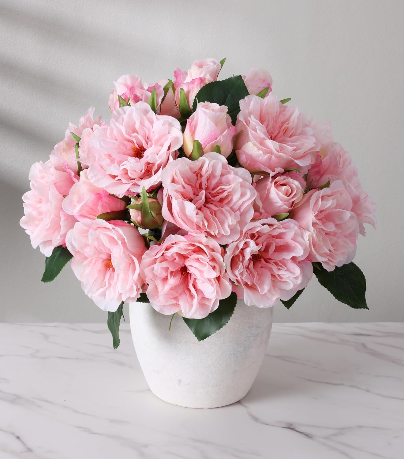 Light Pink Peony Artificial Flowers - 11 Branches Silk Peonies for Vase | Floral Arrangements, Wedding Decor, Living Room Accents (Faux Flowers)