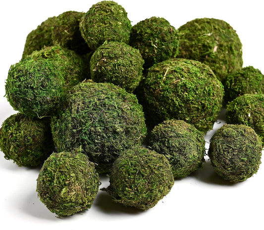 Usmola 18pcs Fake Moss Balls, 6pcs 3.2" Faux Green Balls + 12pcs 2" Artificial Moss Decorative Balls for Centerpiece Bowls (Fresh Green)