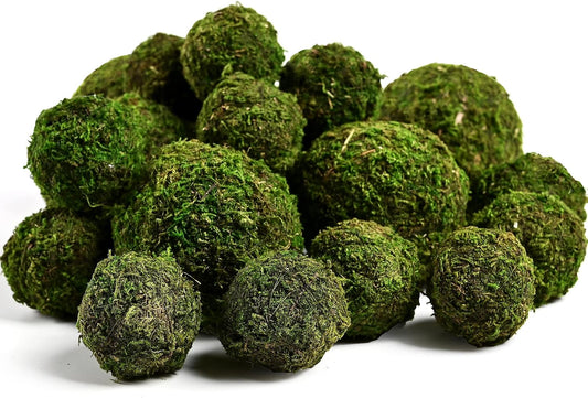 Usmola 18pcs Fake Moss Balls, 6pcs 3.2" Faux Green Balls + 12pcs 2" Artificial Moss Decorative Balls for Centerpiece Bowls (Fresh Green)