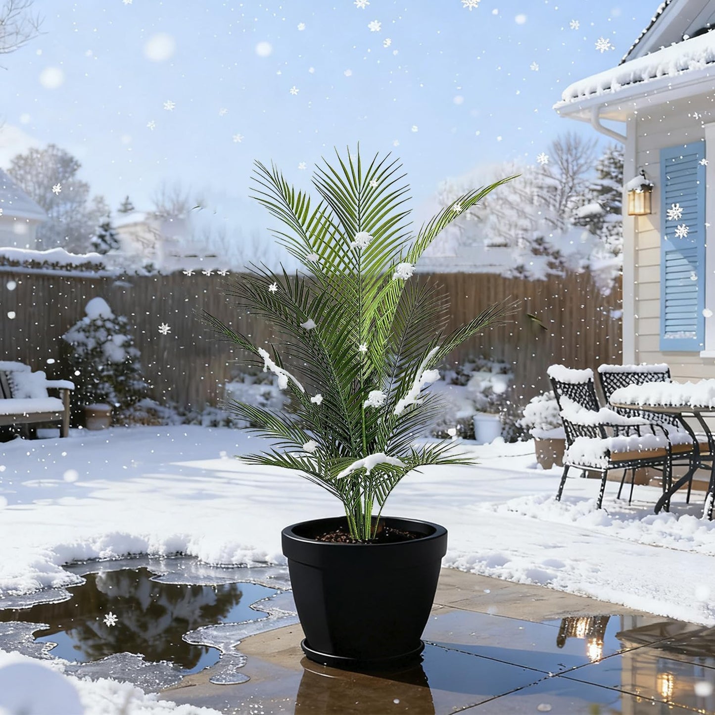 Artificial Palm Plant 3FT Fake Palm Tree with 9 Trunks Perfect 36inch Faux Tropical Palm Plants in Pot for Indoor Outdoor House Home Office Garden Modern Decor Housewarming Gift (2 Pack)