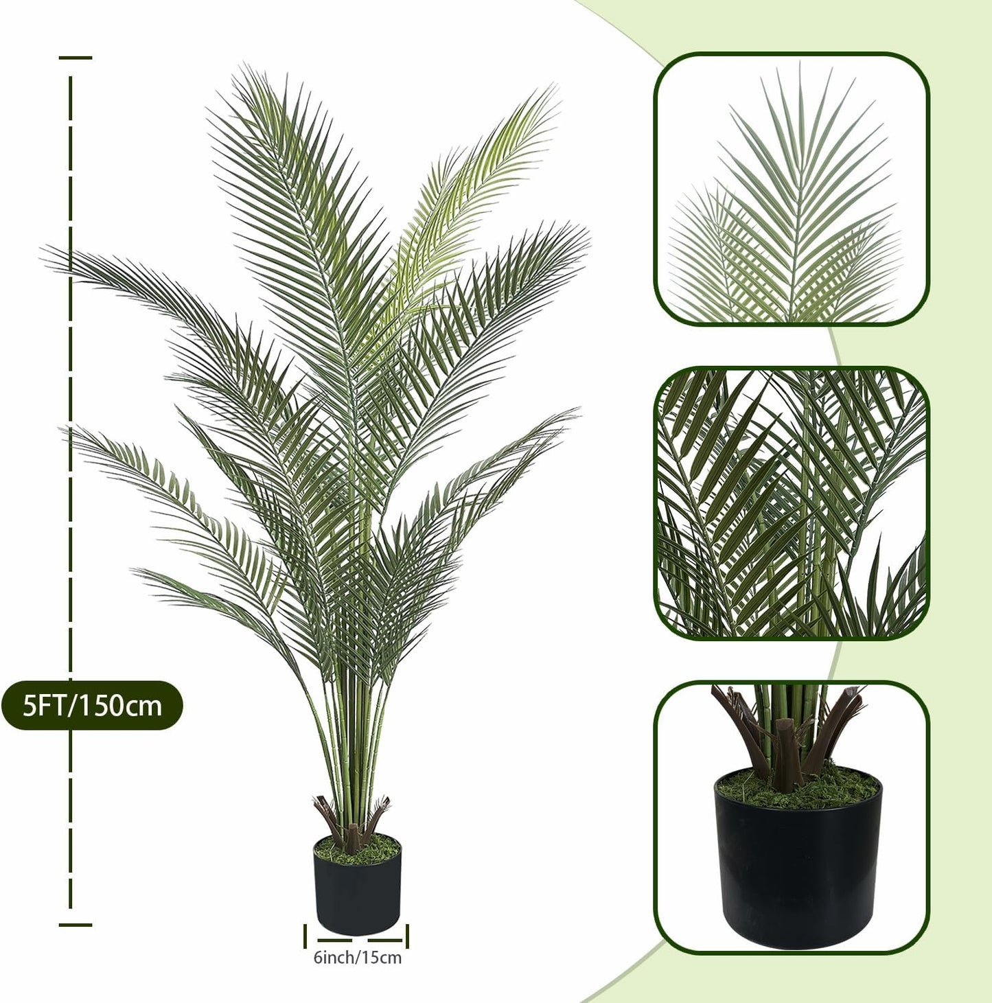 Artificial Palm Plant 3FT Fake Palm Tree with 9 Trunks Perfect 36inch Faux Tropical Palm Plants in Pot for Indoor Outdoor House Home Office Garden Modern Decor Housewarming Gift (2 Pack)