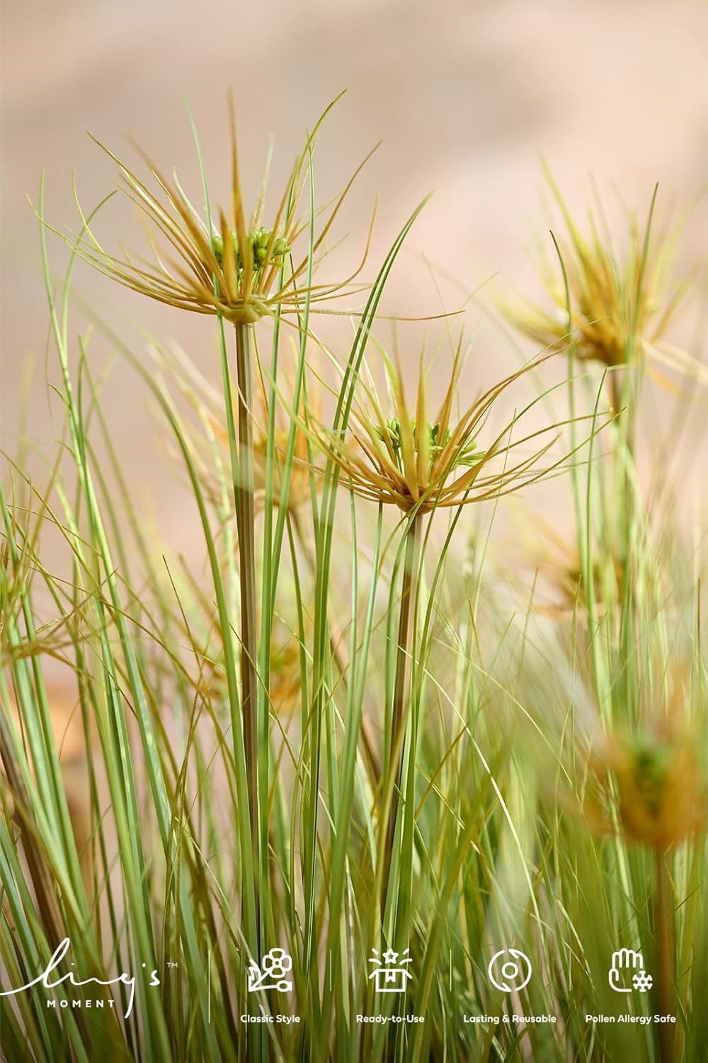 27.5" Artificial Grass Plants 6pcs | Faux Shrubs Wheat Grass, Standing Onion Grass with Papyrus, UV Resistant, Wedding Garden Home Outdoor Office Decor