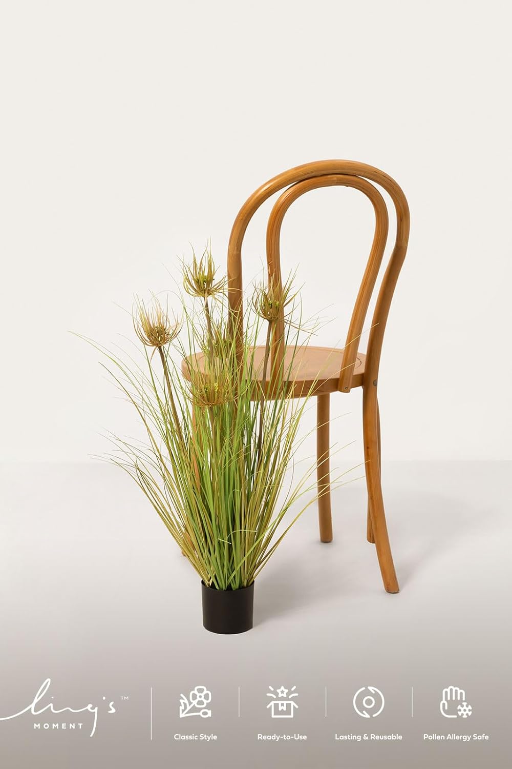 27.5" Artificial Grass Plants 6pcs | Faux Shrubs Wheat Grass, Standing Onion Grass with Papyrus, UV Resistant, Wedding Garden Home Outdoor Office Decor