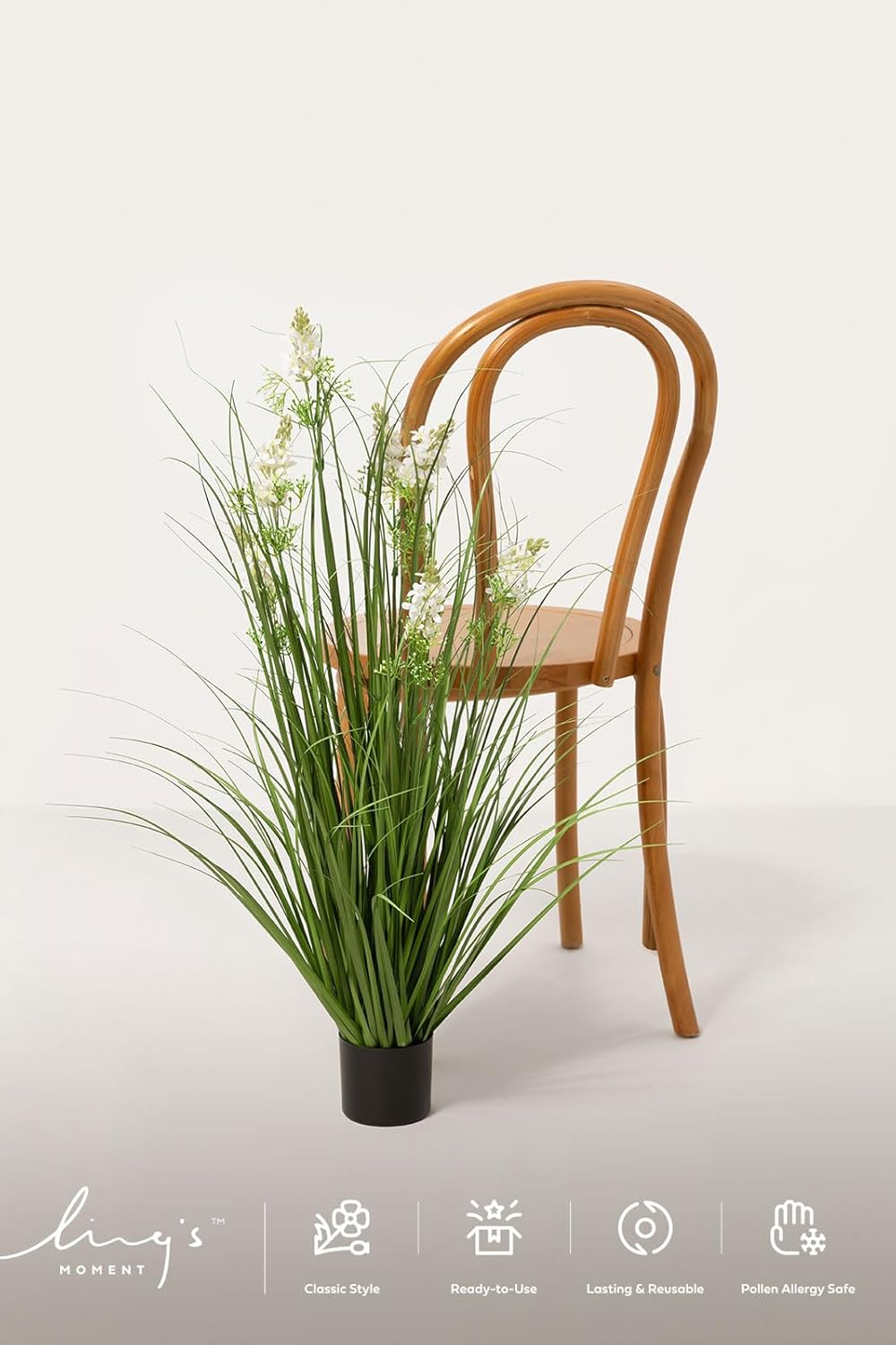 27.5" Artificial Grass Plants 6pcs | Faux Shrubs Wheat Grass, Standing Onion Grass with Papyrus, UV Resistant, Wedding Garden Home Outdoor Office Decor