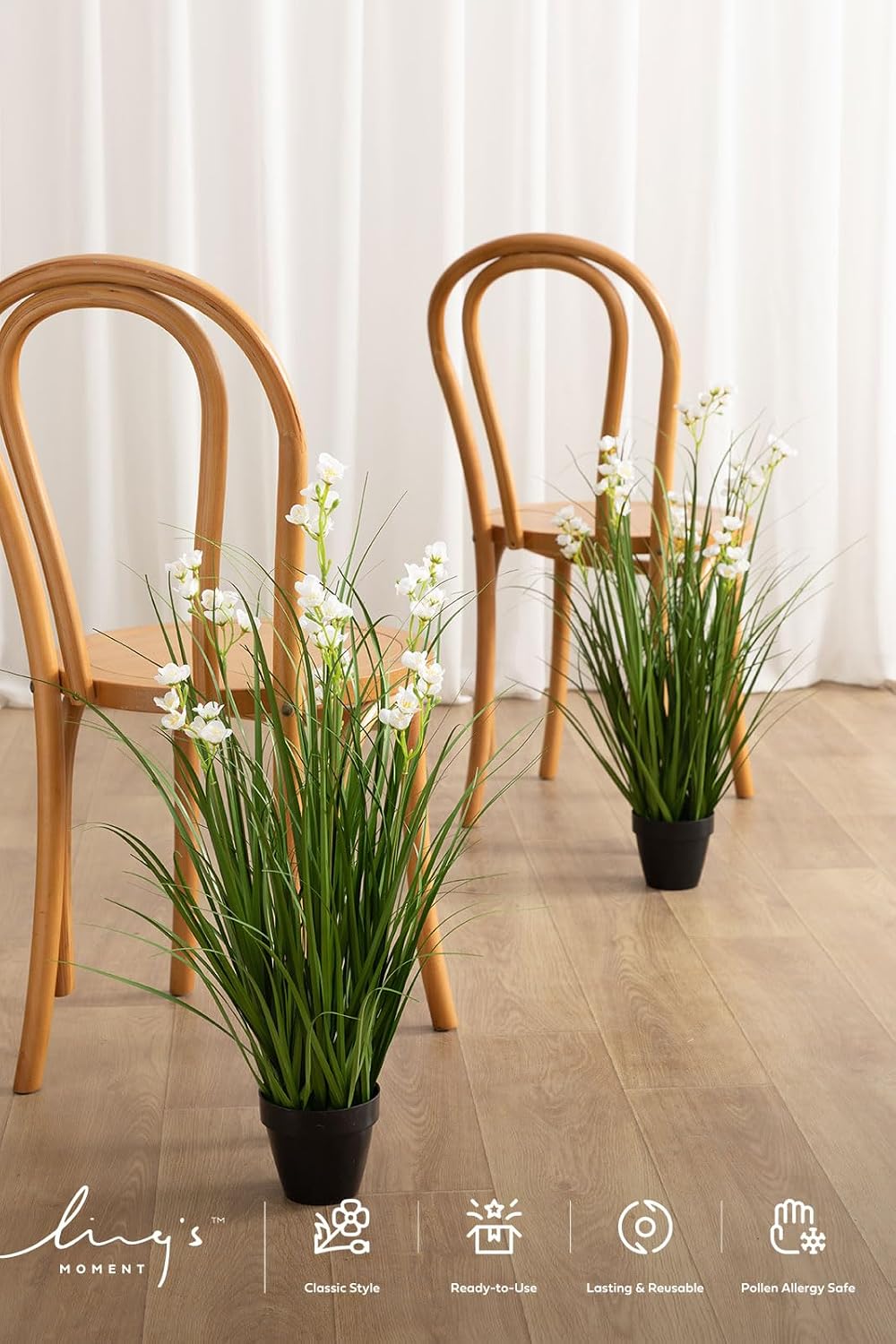 27.5" Artificial Grass Plants 6pcs | Faux Shrubs Wheat Grass, Standing Onion Grass with Papyrus, UV Resistant, Wedding Garden Home Outdoor Office Decor