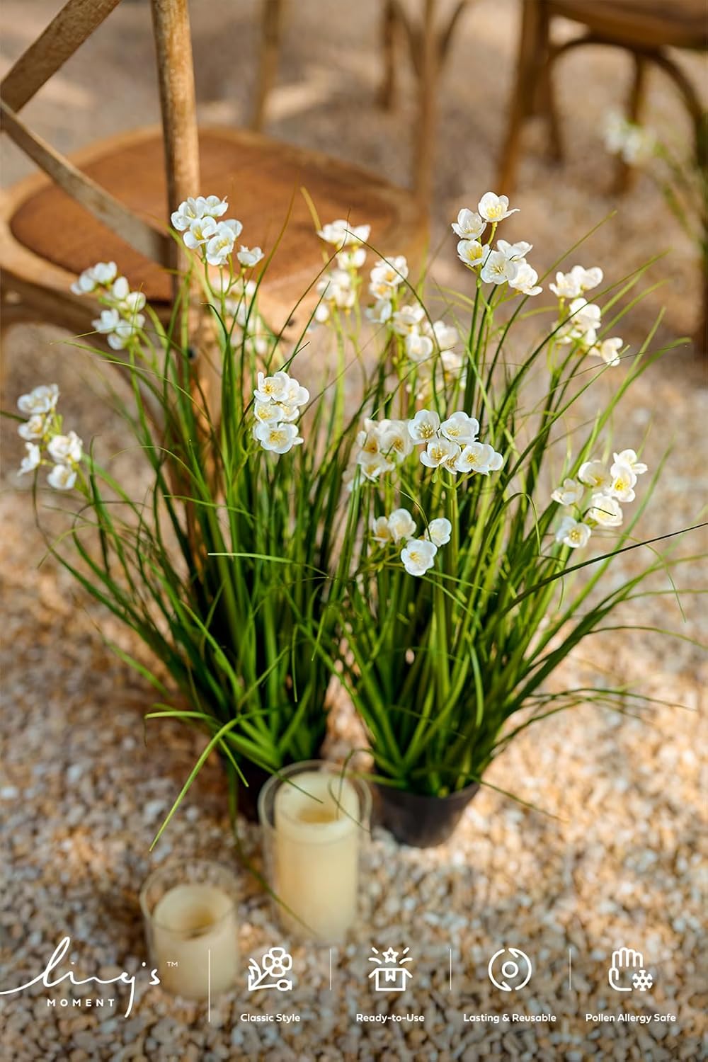 27.5" Artificial Grass Plants 6pcs | Faux Shrubs Wheat Grass, Standing Onion Grass with Papyrus, UV Resistant, Wedding Garden Home Outdoor Office Decor