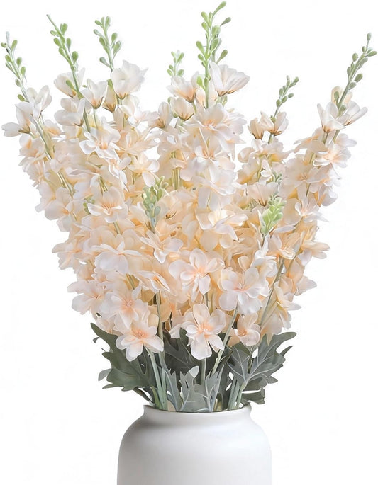 8 pcs Sky Blue Delphinium Artificial Flowers for Tall Vase, 34" Long Fake Snap Dragons Flower, Larkspur Silk Flowers with Bendable Flocking Stem Coastal Farmhouse Home Decor (Sky Blue)