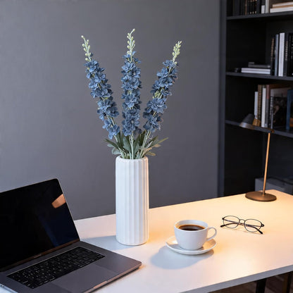 8 pcs Sky Blue Delphinium Artificial Flowers for Tall Vase, 34" Long Fake Snap Dragons Flower, Larkspur Silk Flowers with Bendable Flocking Stem Coastal Farmhouse Home Decor (Sky Blue)