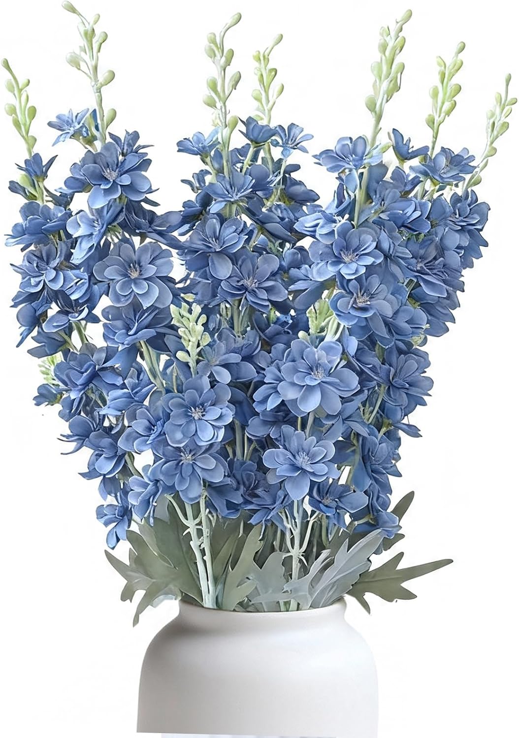 8 pcs Sky Blue Delphinium Artificial Flowers for Tall Vase, 34" Long Fake Snap Dragons Flower, Larkspur Silk Flowers with Bendable Flocking Stem Coastal Farmhouse Home Decor (Sky Blue)