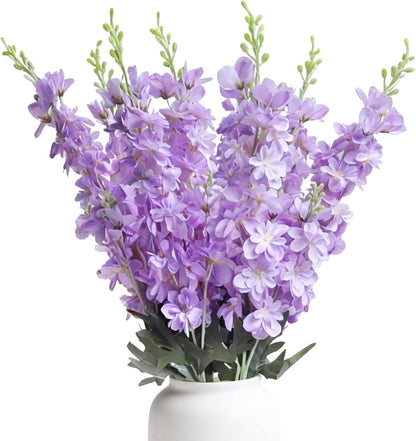 8 pcs Sky Blue Delphinium Artificial Flowers for Tall Vase, 34" Long Fake Snap Dragons Flower, Larkspur Silk Flowers with Bendable Flocking Stem Coastal Farmhouse Home Decor (Sky Blue)