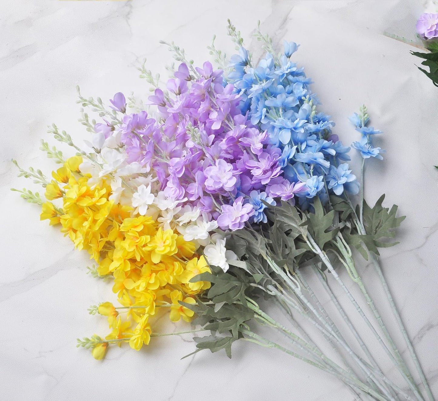 8 pcs Sky Blue Delphinium Artificial Flowers for Tall Vase, 34" Long Fake Snap Dragons Flower, Larkspur Silk Flowers with Bendable Flocking Stem Coastal Farmhouse Home Decor (Sky Blue)