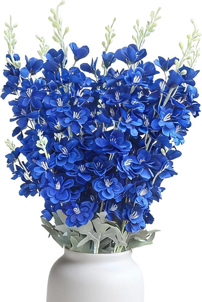 8 pcs Sky Blue Delphinium Artificial Flowers for Tall Vase, 34" Long Fake Snap Dragons Flower, Larkspur Silk Flowers with Bendable Flocking Stem Coastal Farmhouse Home Decor (Sky Blue)
