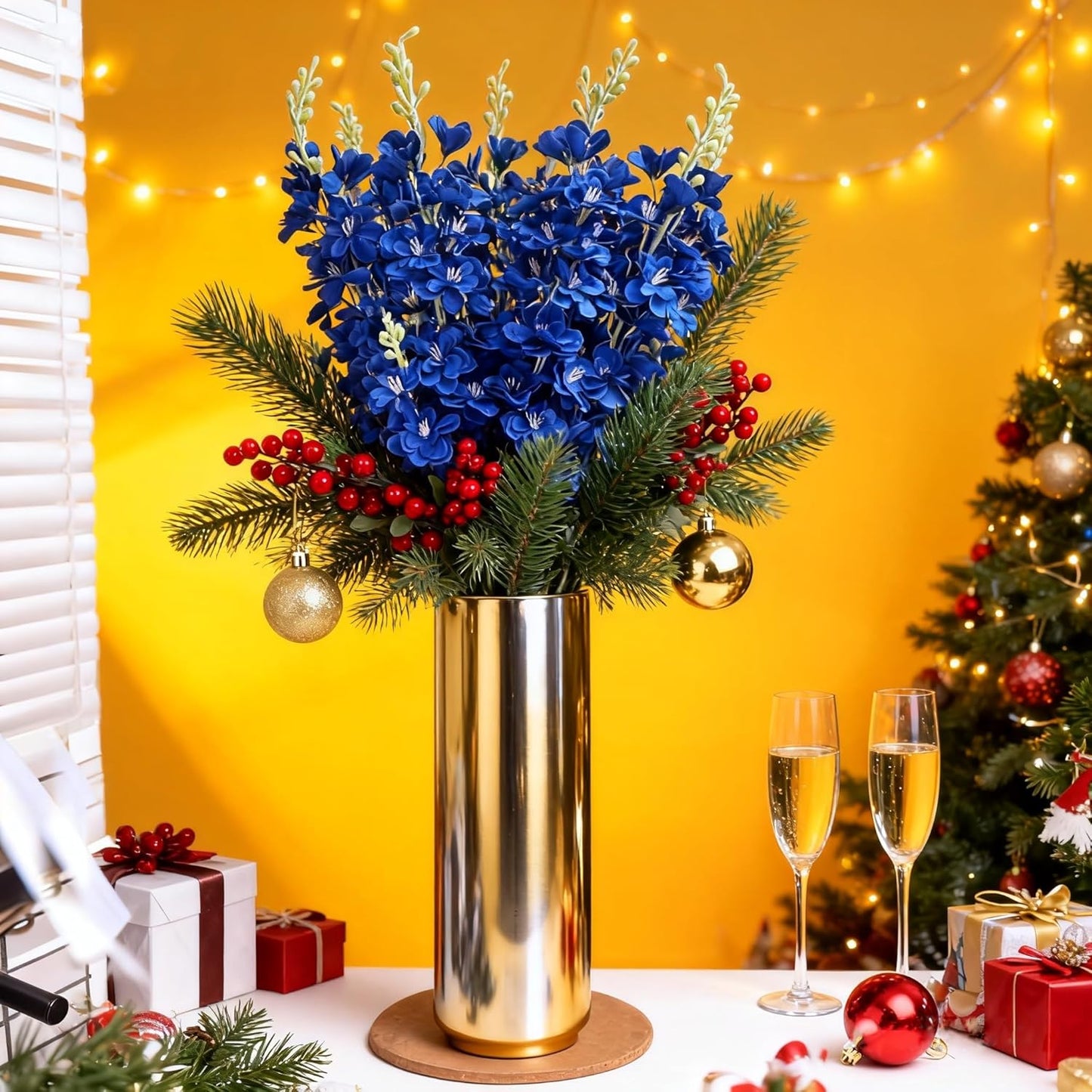8 pcs Sky Blue Delphinium Artificial Flowers for Tall Vase, 34" Long Fake Snap Dragons Flower, Larkspur Silk Flowers with Bendable Flocking Stem Coastal Farmhouse Home Decor (Sky Blue)
